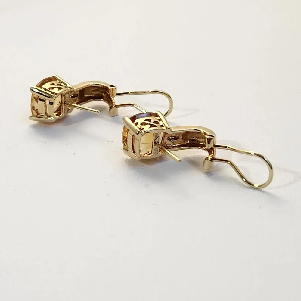 HOLD/Rosie 5.22g 14K Gold Natural Citrine Diamond Omega Back Earrings - Picture 11 of 16